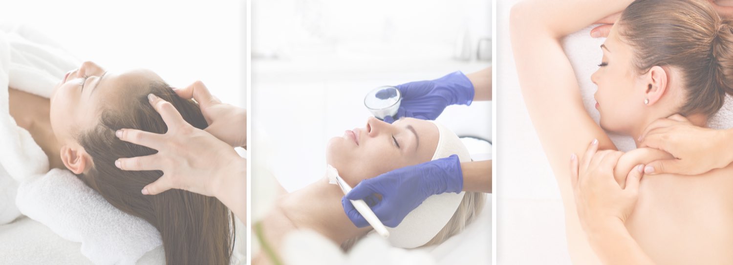 Bluewater Wellness treatments — scalp massage, advanced facial work, and therapeutic bodywork